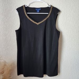 Karen Scott Cotton Tank with Gold Embellishments
